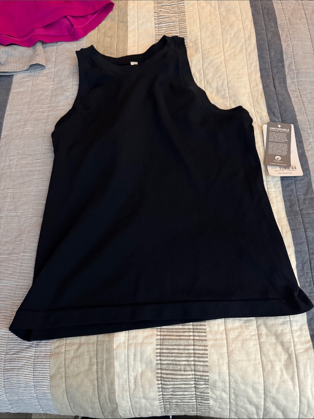 Women’s Ribbed Tank Top - Dark blue, Gray, White, Fuchsia - Picture 7 of 7